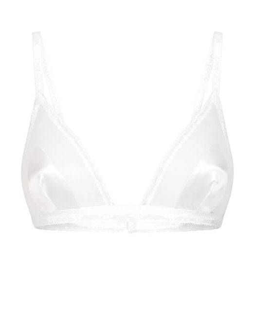 Dolce & Gabbana White Lace-Trimmed Triangle Bra
