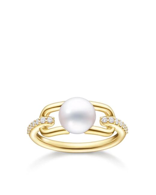 Tasaki Metallic 18Kt Collection Line Fine Links Pearl Ring