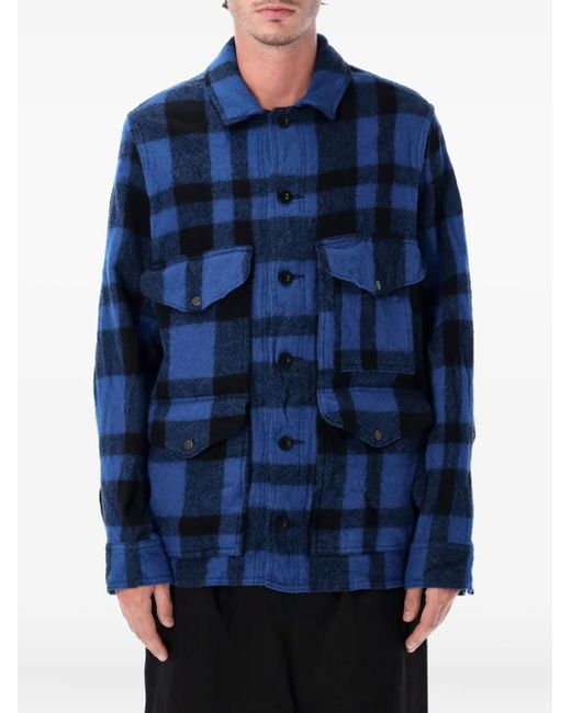 Junya Watanabe Blue Checked Shirt Jacket for men