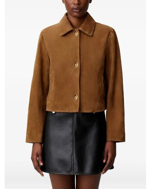 Claudie Pierlot Brown Turn-Lock Leather Jacket