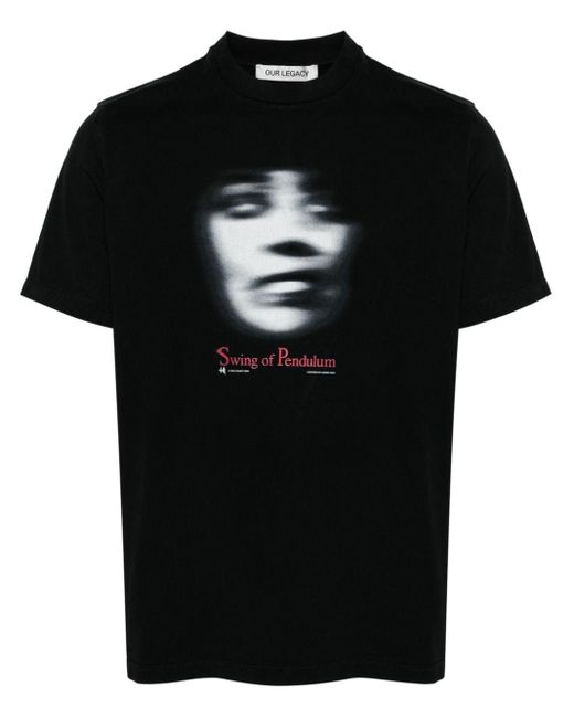 Our Legacy Swing of Pendulum T-Shirt mit grafischem Print in Black für Herren