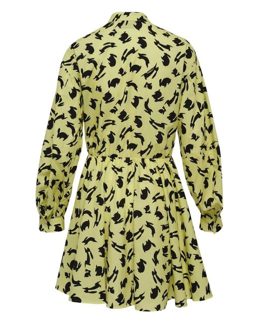 MSGM Green Rabbit-Print Mini Dress