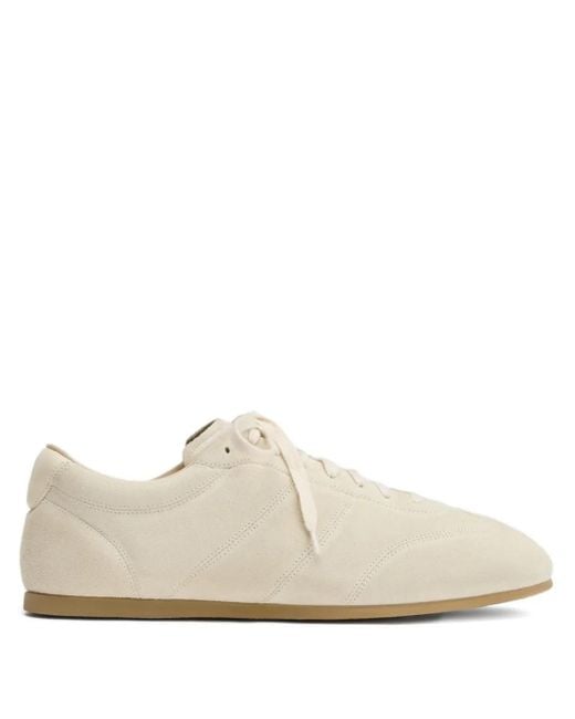 Lemaire White Quilted Suede Sneakers