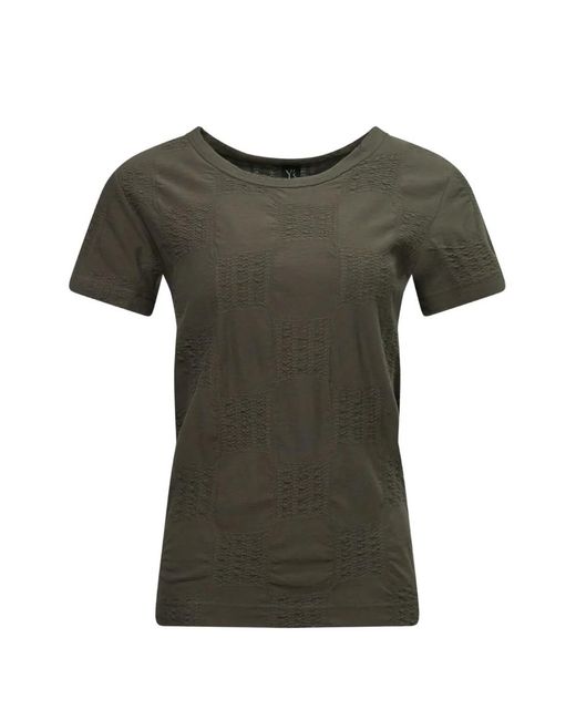 Y's Yohji Yamamoto Green Check-Pattern T-Shirt