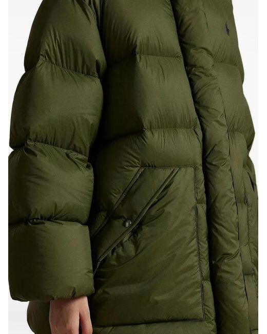 Polo Ralph Lauren Green Logo-Detail Quilted Coat