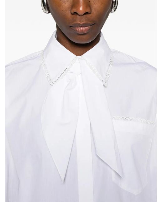 Maje White Crochet Collar Shirt