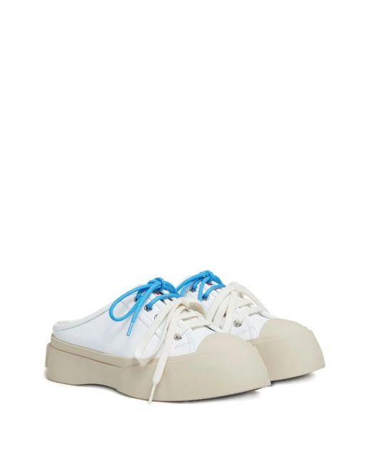 Marni Blue Leather Pablo Lace-Up Sabots