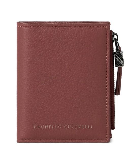 Brunello Cucinelli Purple Logo Leather Wallet