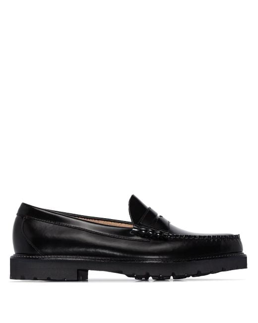 G.H.BASS Black Larson 90S Weejuns Leather Penny Loafers for men