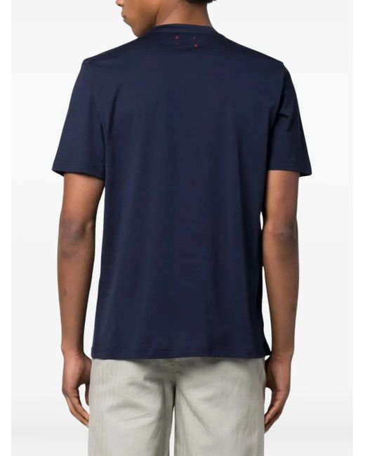 Kiton Blue Logo-Embroidered T-Shirt for men
