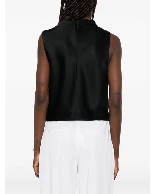 Vince Black Cowl-Neck Sleeveless Top