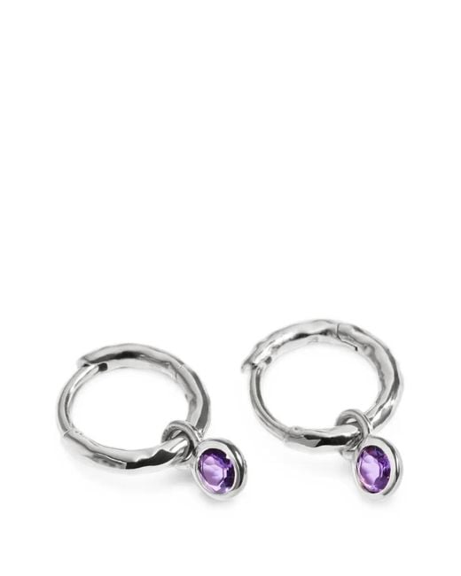 Monica Vinader White Gemstone-Pendant Hoop Earrings