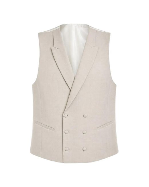 ETIEM TEXTIL S.L. White Double-Breasted Peak-Lapel Waistcoat for men