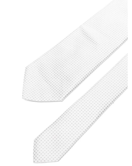 Dell'Oglio White Martin Geometric-Pattern Tie for men