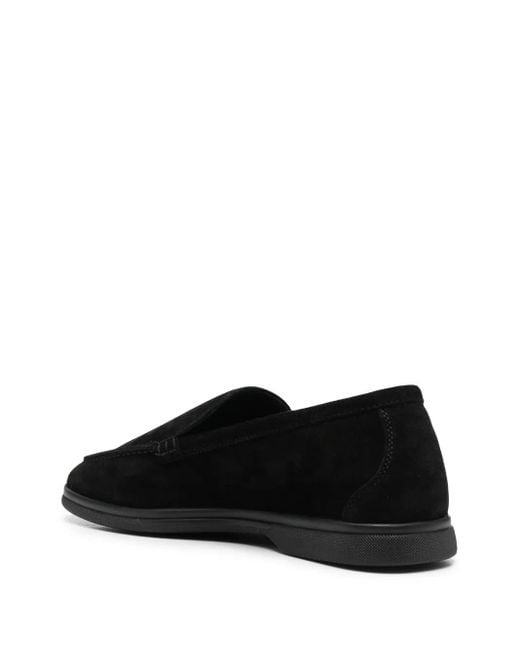 Scarosso Black Suede-Finish Loafers