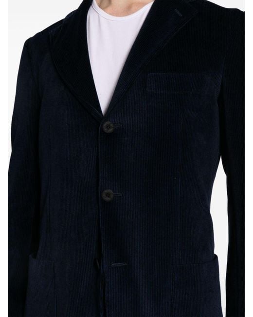 Kiton Blue Single-breasted Corduroy Suit for men