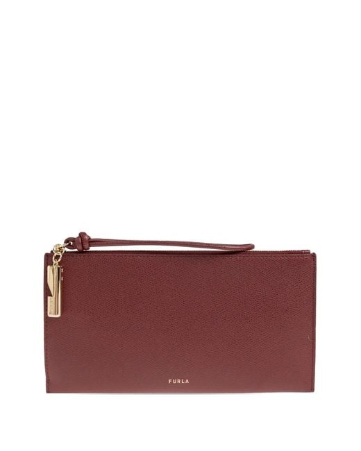 Furla Purple Iride Grained Leather Clutch Bag