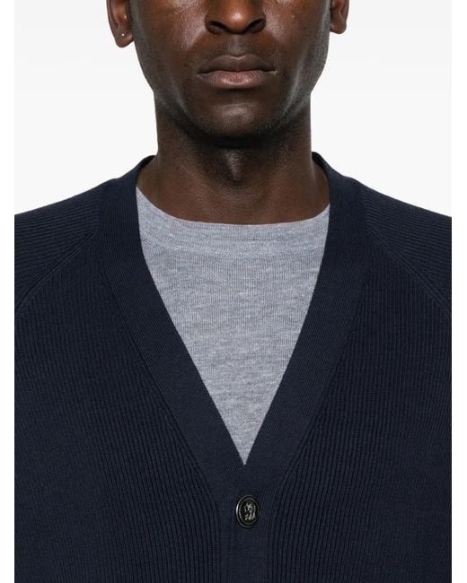 Ribbed button cardigan Brunello Cucinelli de hombre de color Blue