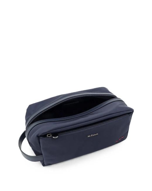 Kiton Blue Logo-Plaque Side-Handle Clutch Bag for men