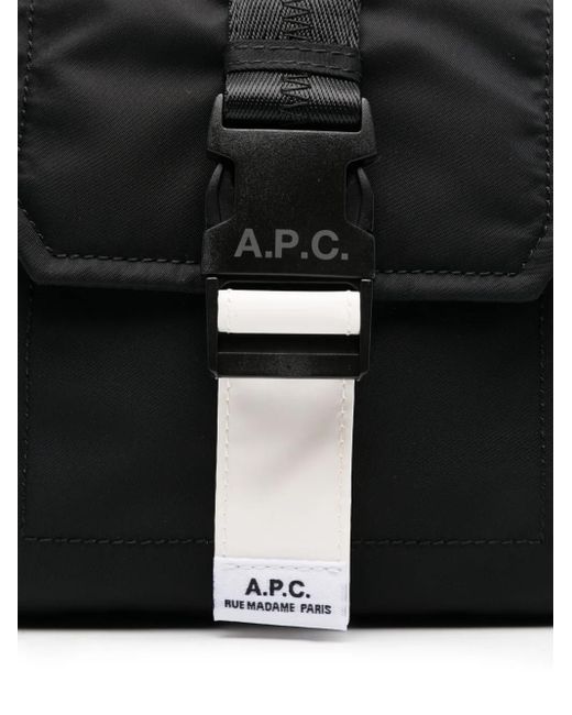 メンズ A.P.C. ロゴ ショルダーバッグ Black