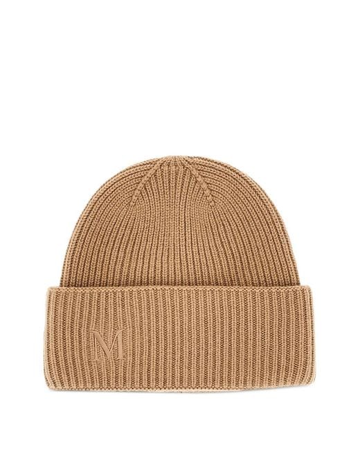 Max Mara Natural Ribbed Cashmere Beanie