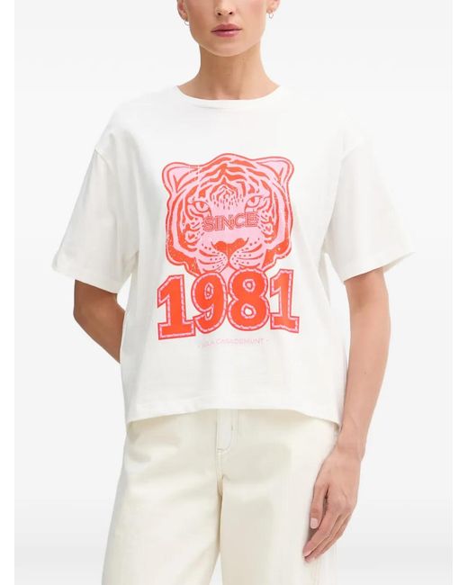 Lola Casademunt White Tiger-Print T-Shirt 1981