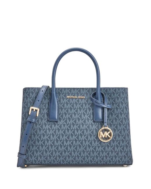 Michael Kors Blue Ruthie Monogram-pattern Canvas Tote Bag