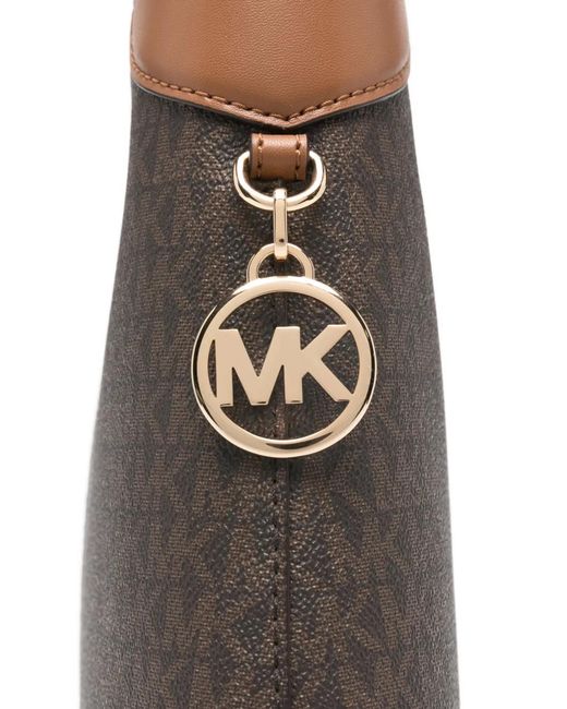 MICHAEL Michael Kors Brown 'Alice' Leather Shoulder Bag With All-Over Logo