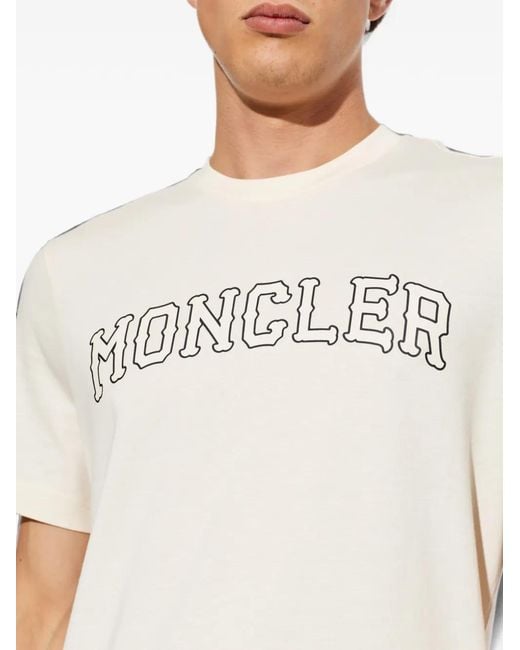 Moncler White Logo-Print Short-Sleeve T-Shirt for men