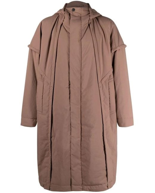 Homme Plissé Issey Miyake Brown Frame Hooded Padded Coat for men
