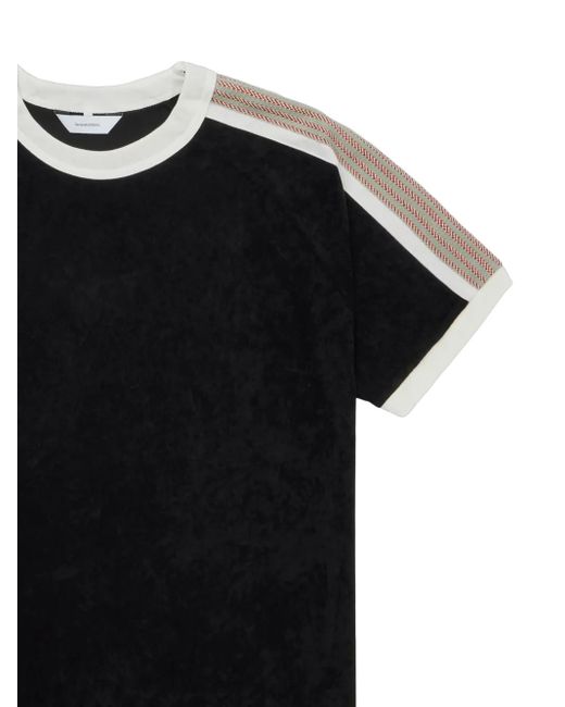Sasquatchfabrix Black Stripe-Detail Velour T-Shirt for men