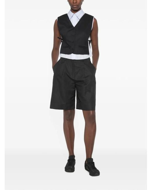 Sandro Black Pinstripe-Pattern Buttoned Top