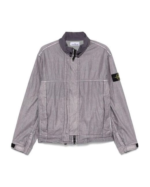 Stone Island Purple Plated-Ovd Linen Jacket for men