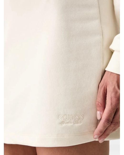 Guess White Embroidered-Logo Mini Skirt