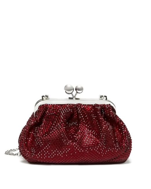 Weekend by Maxmara Crystal-embellished Clutch Bag Red
