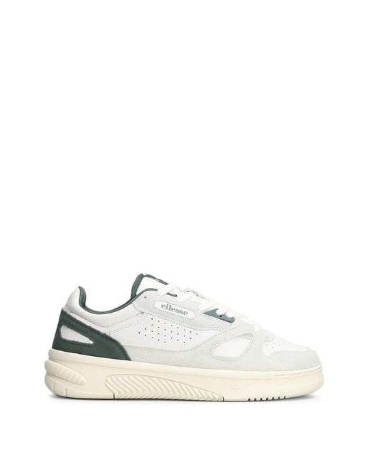 Ellesse White Panelled Perforated Sneakers for men