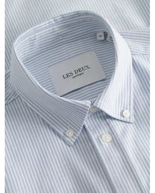 Les Deux Blue Striped Oxford Shirt for men