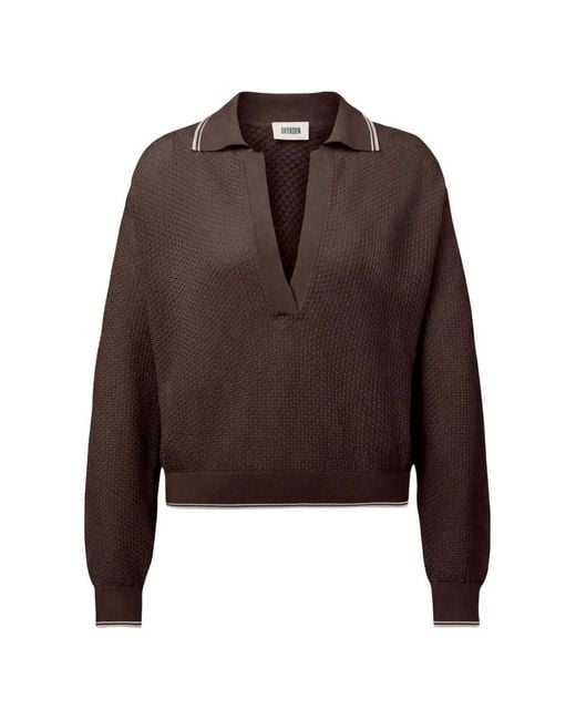 Drykorn Brown Jorgia Knitted Polo Sweater