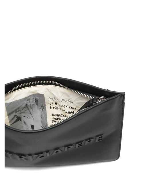 Patrizia Pepe Black (Im)Perfection Embossed Leather Clutch Bag