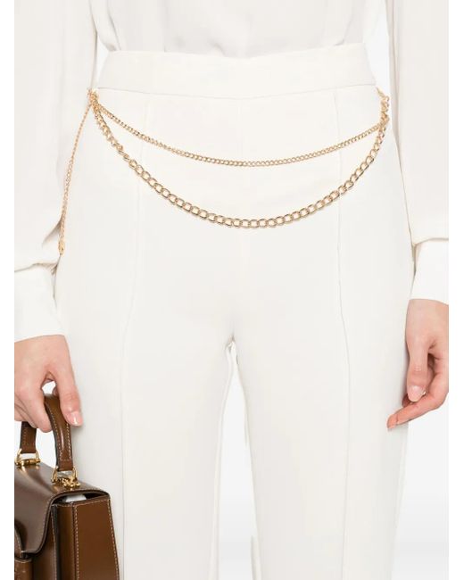 Twinset White Chain-Embellished Trousers