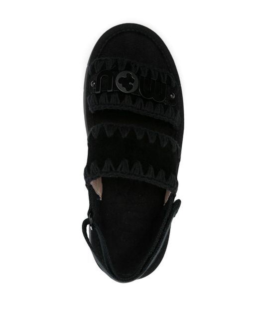 Mou Black Bounce Suede Flatform Sandals