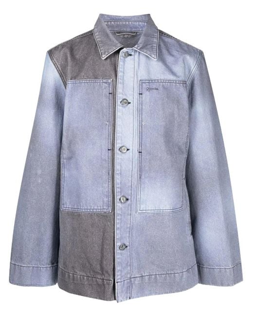 Objects IV Life Blue Two-Tone Denim Shirt Jacket for men