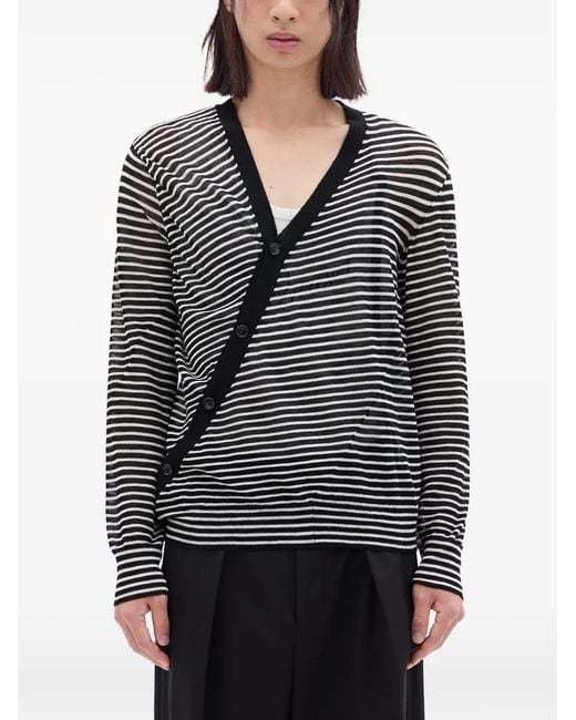 Ann Demeulemeester Gray Abram Striped Button Cardigan for men