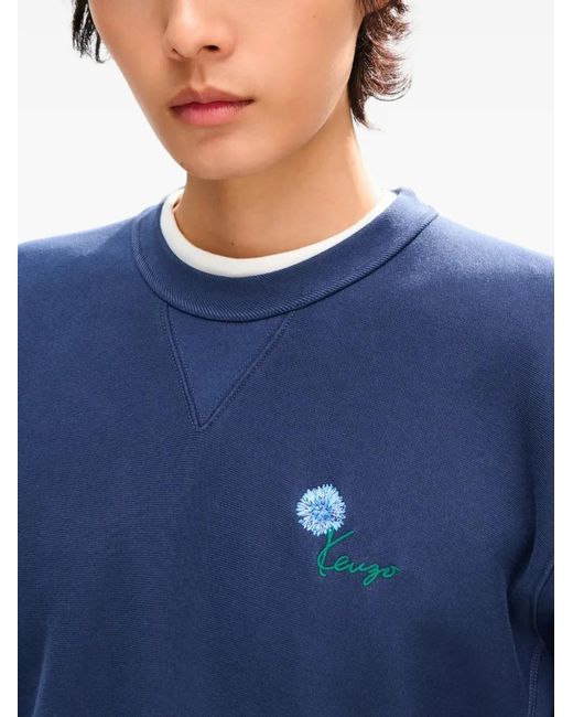 KENZO Blue Tulip-Embroidered Sweatshirt for men