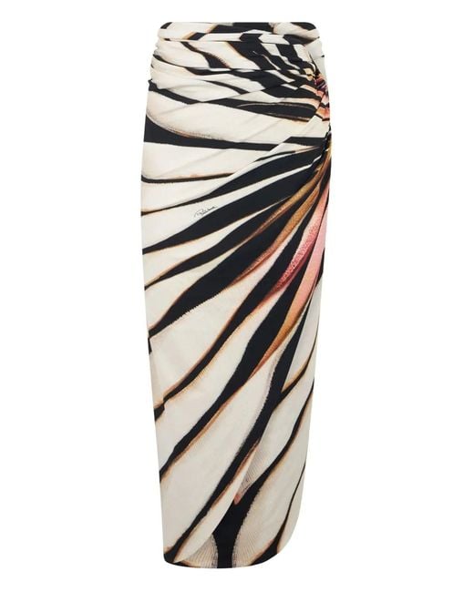 Roberto Cavalli Pink Knotted Ray-Print Sarong