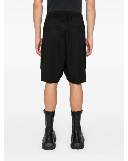 Rick Owens Black Drop Crotch Cotton Shorts for men