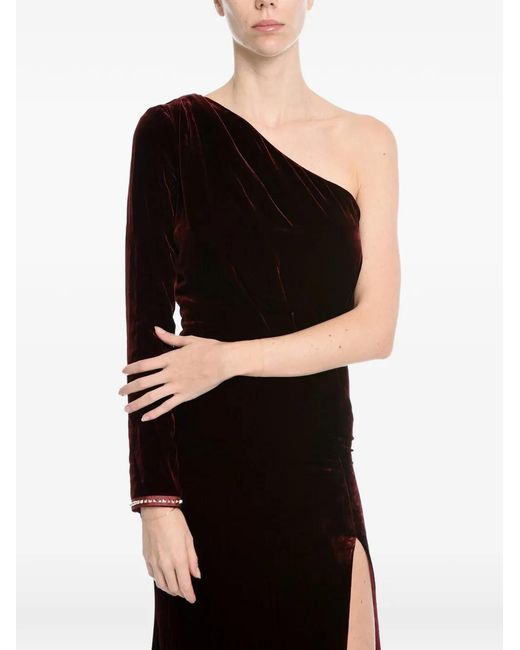 Philipp Plein Black Stud-Embellished One-Shoulder Maxi Dress