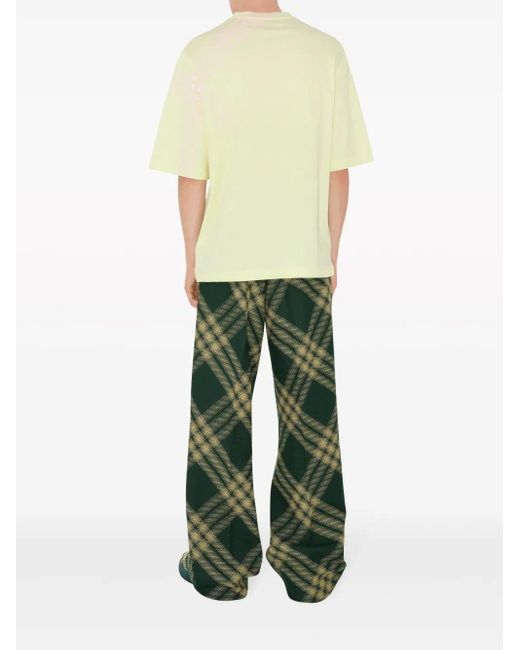 Burberry Yellow Check Print Cotton T-Shirt for men