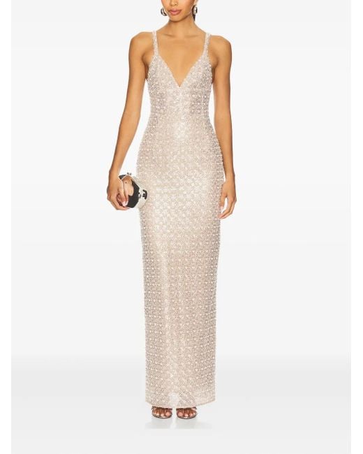 Bronx and Banco White Allegra Sequin-Embellished Maxi Dress