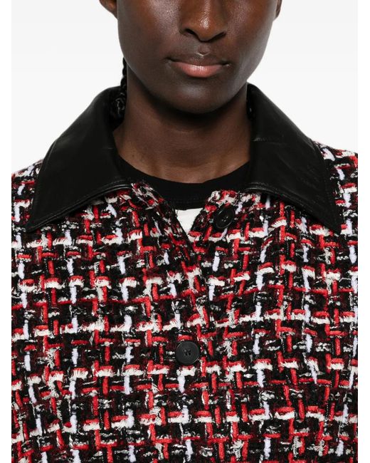 IRO Red Nuffy Tweed Leather-Collar Jacket
